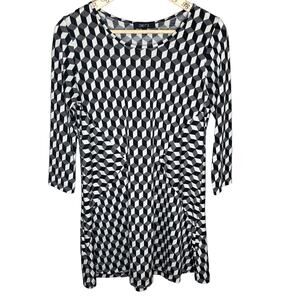 Comfy USA Geometric Tunic Top EUC Jersey Size XS